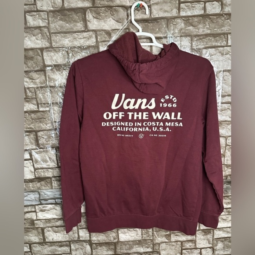 Vans off the Wall Maroon Graphic Pull Over Hoodie Unisex size Small